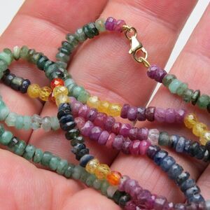 14k Gold Sapphire Ruby Emerald Necklace